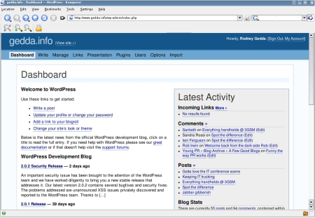 wordpress 2 dashboard